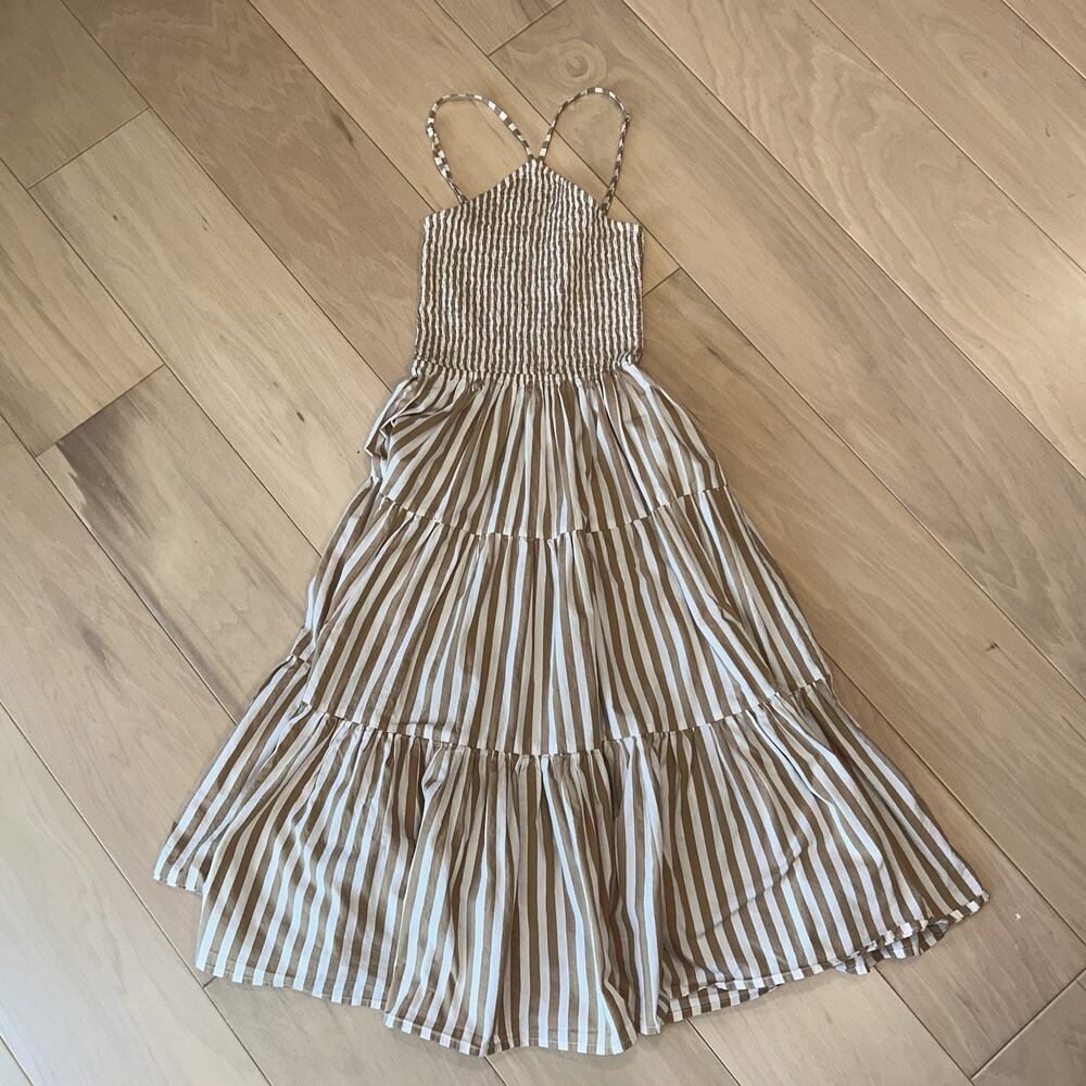 Lusana Arlen Poplin Midi Dress Striped Women’s 4